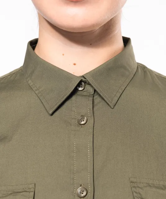 K591 - Damesoverhemd safari lange mouwen Beige