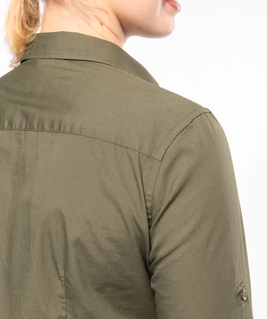 K591 - Damesoverhemd safari lange mouwen Beige