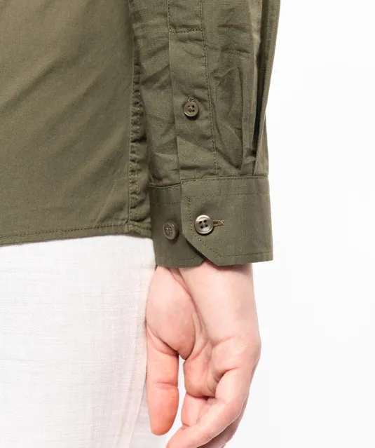 K591 - Damesoverhemd safari lange mouwen Beige
