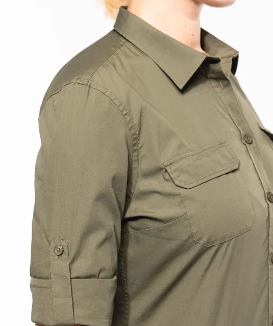 K591 - Damesoverhemd safari lange mouwen Beige