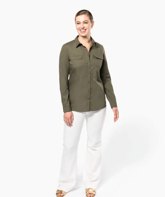 K591 - Damesoverhemd safari lange mouwen Beige