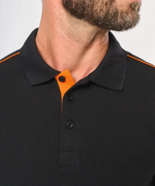 WK270 - Contrasterende polo Day To Day korte mouwen Black / Kelly Green