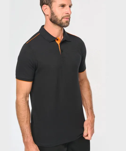 WK270 - Contrasterende polo Day To Day korte mouwen Black / Kelly Green