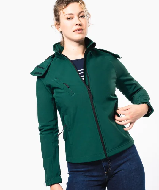 K414 - Dames softshell jas met afneembare capuchon Black