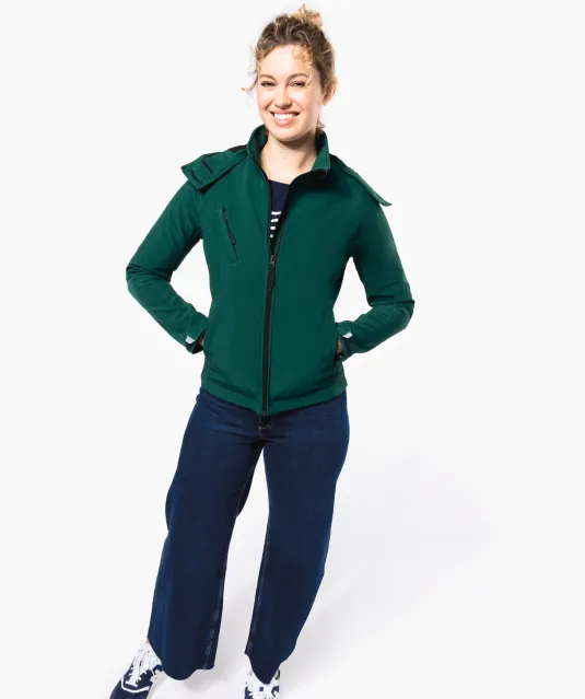 K414 - Dames softshell jas met afneembare capuchon Black