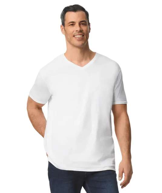 GI64V00 - Softstyle Euro Fit Adult V-neck T-shirt White