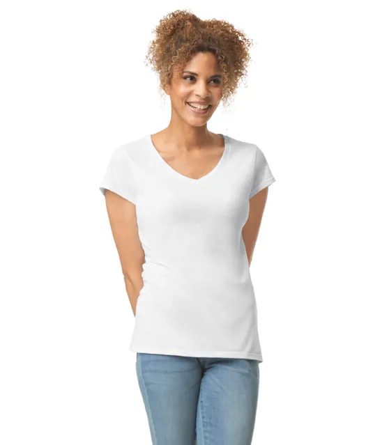 GI64V00L - Softstyle® Fitted Ladies' V-neck T-shirt White