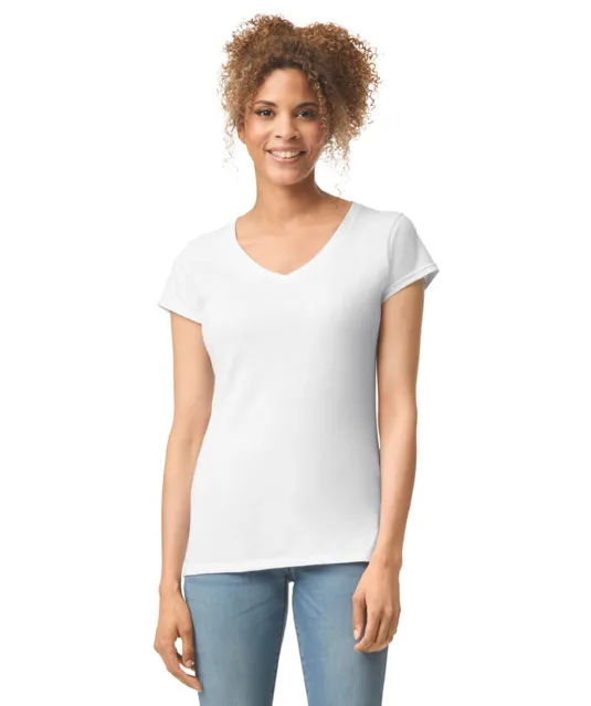 GI64V00L - Softstyle® Fitted Ladies' V-neck T-shirt White