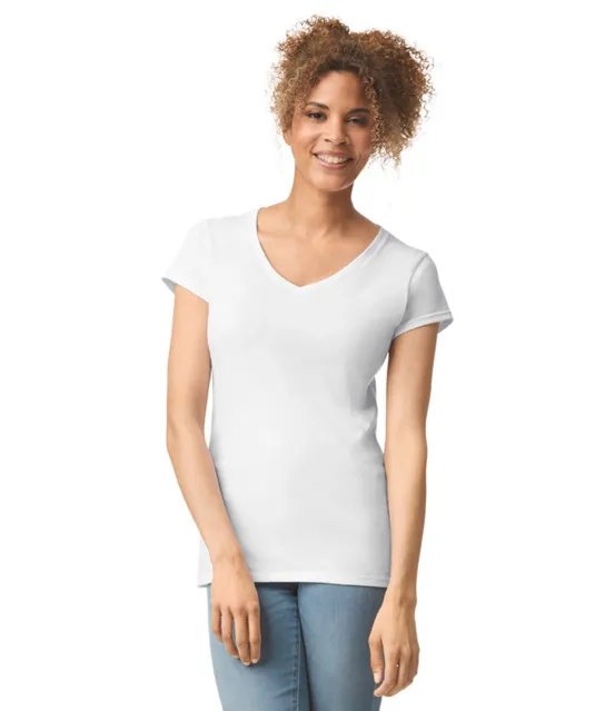 GI64V00L - Softstyle® Fitted Ladies' V-neck T-shirt White