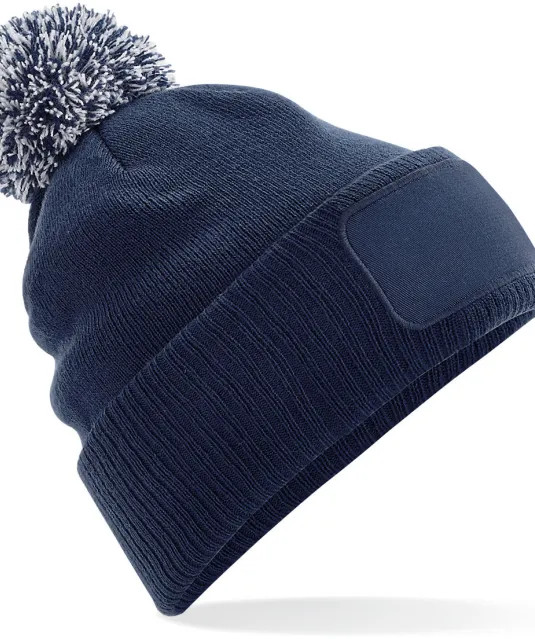 B443 - Snowstar® patch beanie French Navy / Light Grey