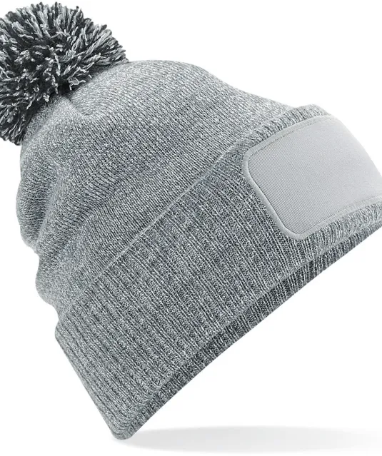 B443 - Snowstar® patch beanie Heather Grey / Black