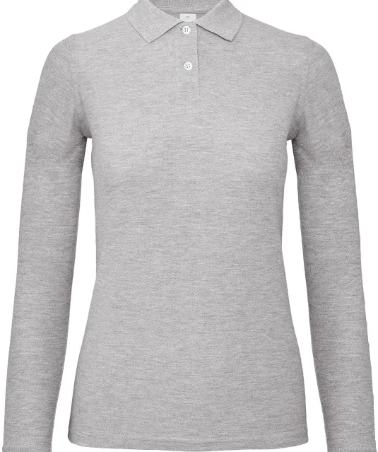 CGPWI13 - ID.001 Ladies' long-sleeve polo shirt Heather Grey