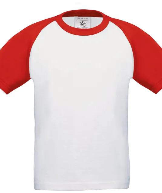 CGTK350 - Kids' Base-ball T-shirt White / Red
