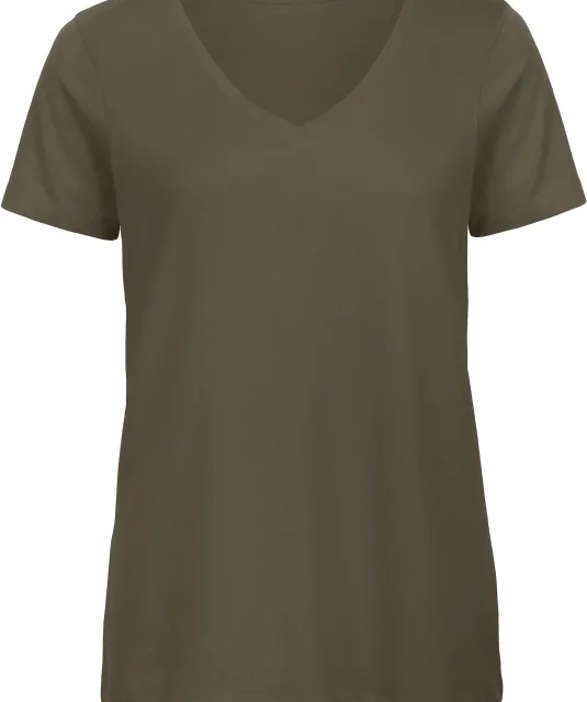 CGTW045 - Organic Cotton Inspire V-neck T-shirt / Woman Khaki