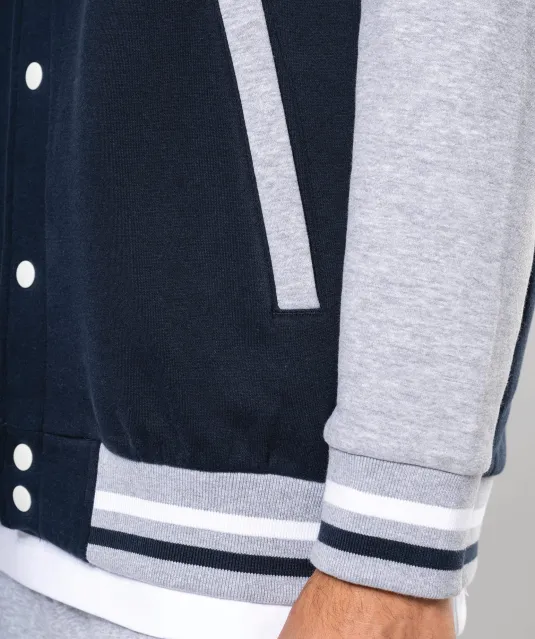 K4003 - College jacket met capuchon unisex Navy / Oxford Grey / White