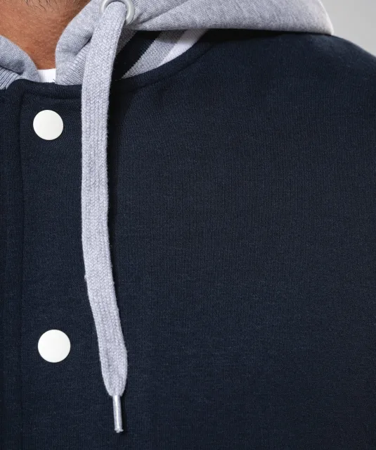 K4003 - College jacket met capuchon unisex Navy / Oxford Grey / White