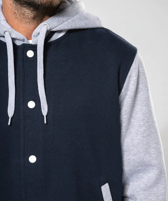 K4003 - College jacket met capuchon unisex Navy / Oxford Grey / White