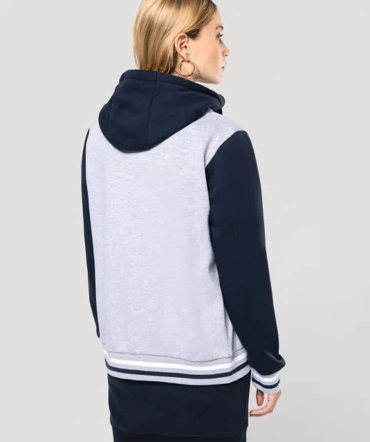 K4003 - College jacket met capuchon unisex Navy / Oxford Grey / White