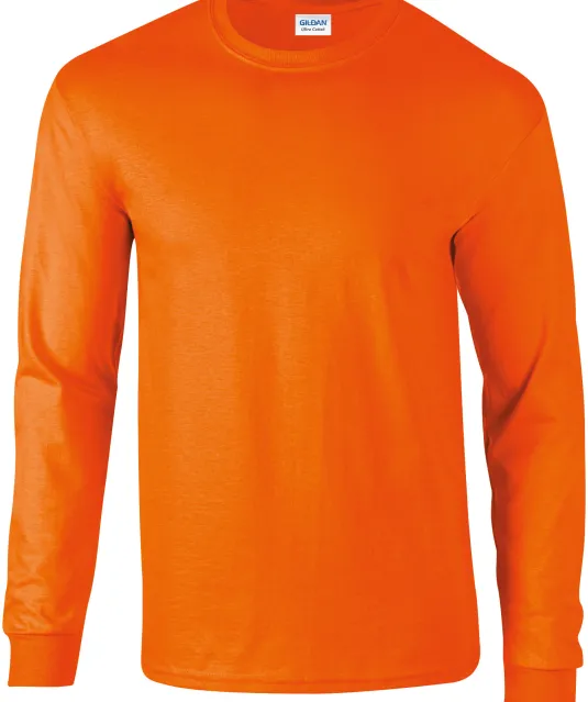 GI2400 - Ultra Cotton™ Classic Fit Adult Long Sleeve T-Shirt Safety Orange