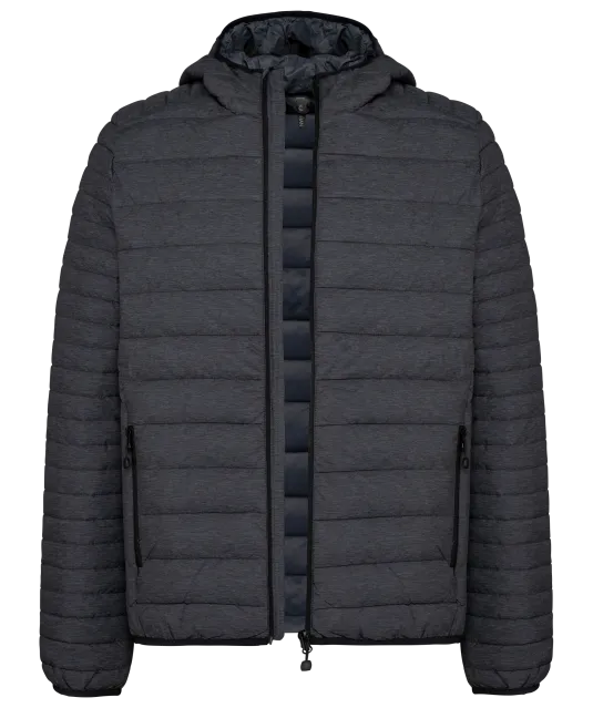 K6110 - Men's lightweight hooded padded jacket Marl Dark Grey