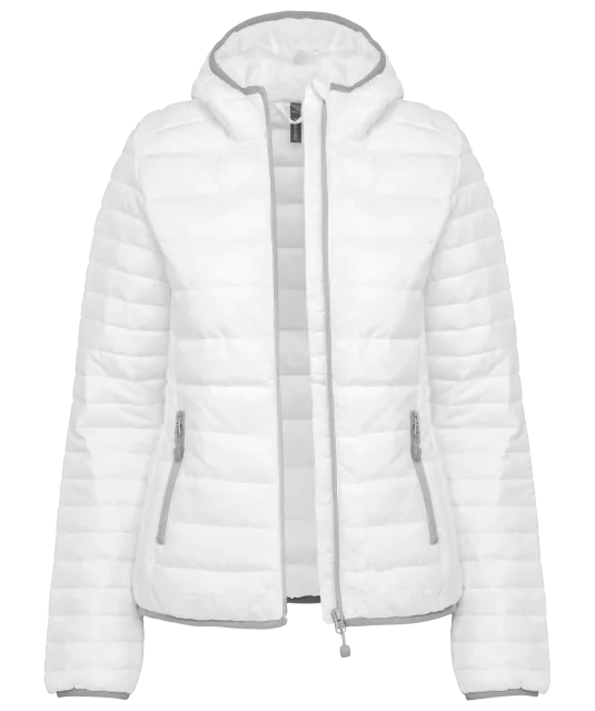 K6111 - Ladies' lightweight hooded padded jacket White