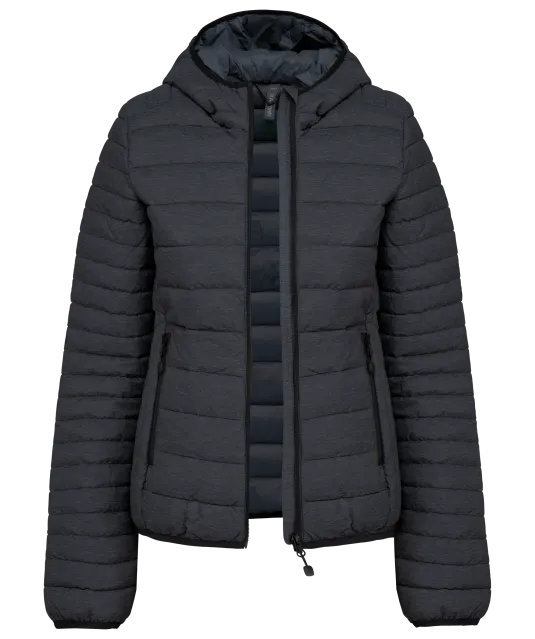 K6111 - Ladies' lightweight hooded padded jacket Marl Dark Grey