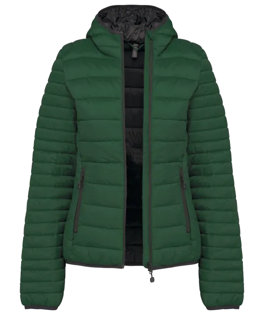 K6111 - Ladies' lightweight hooded padded jacket Forest Green
