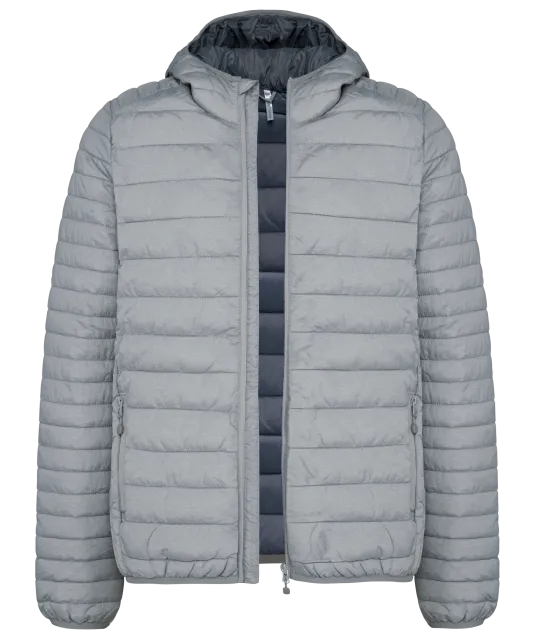 K6110 - Men's lightweight hooded padded jacket Marl Silver