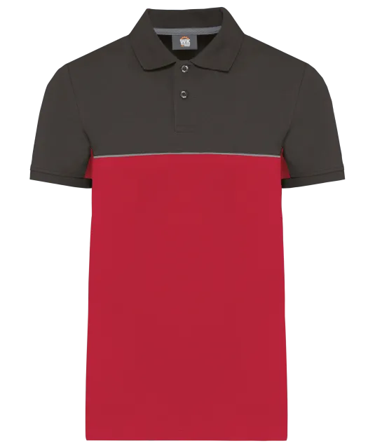 WK210 - Ecologische uniseks polo met korte mouwen in twee kleuren Red / Dark Grey