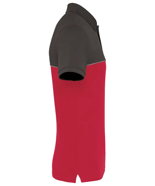 WK210 - Ecologische uniseks polo met korte mouwen in twee kleuren Red / Dark Grey