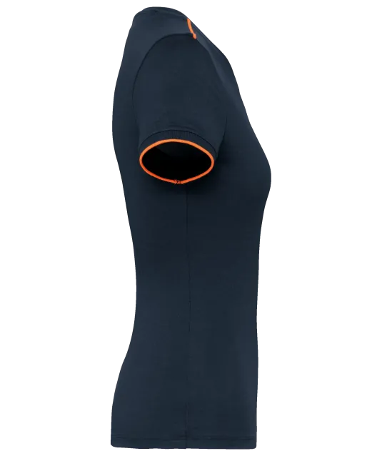 WK3021 - Dames-T-shirt Day To Day korte mouwen Navy / Fluorescent Orange