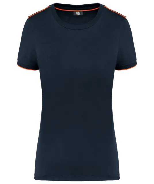 WK3021 - Dames-T-shirt Day To Day korte mouwen Navy / Fluorescent Orange