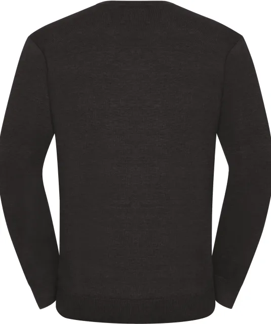 RU710M - V-neck Knitted Pullover Charcoal Marl