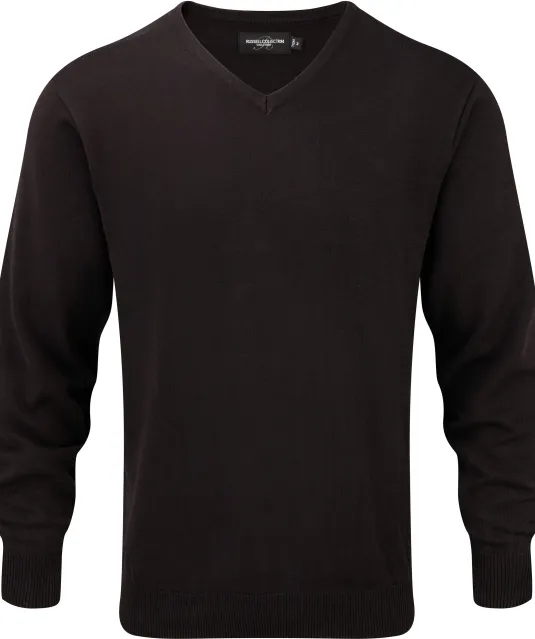 RU710M - V-neck Knitted Pullover Black