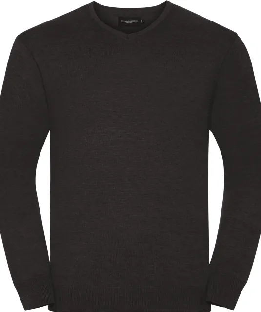 RU710M - V-neck Knitted Pullover Charcoal Marl