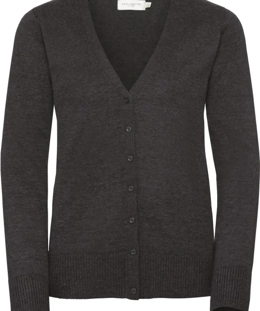 RU715F - Ladies' gebreid vest met V-hals Charcoal Marl