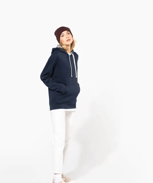 K4013 - Unisex sweater met capuchon met contrasterend motief Black / Mexican Skull