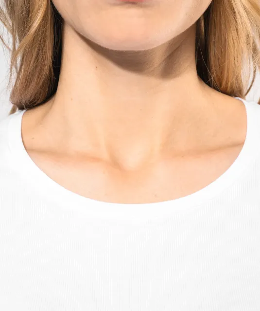 K3017 - Dames-t-shirt ronde hals lange mouwen White