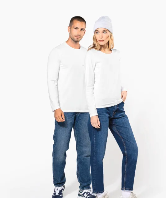 K3016 - T-shirt ronde hals lange mouwen White