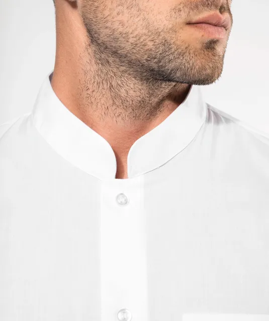 K515 - Herenoverhemd met "Mao" kraag lange mouwen White