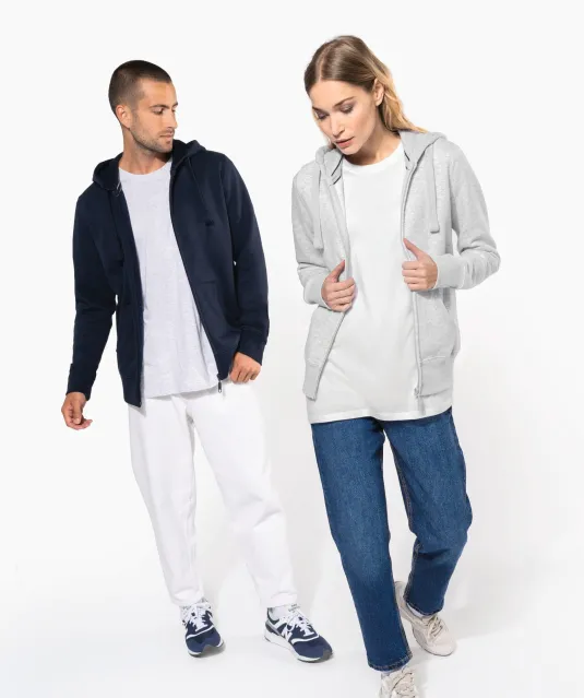 K464 - Damessweater met rits en capuchon White