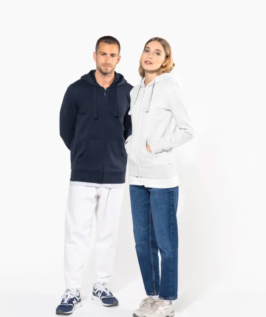 K464 - Damessweater met rits en capuchon White