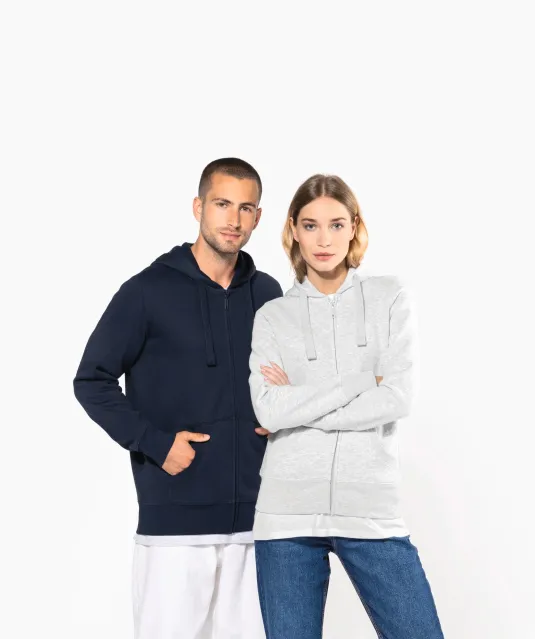 K464 - Damessweater met rits en capuchon White