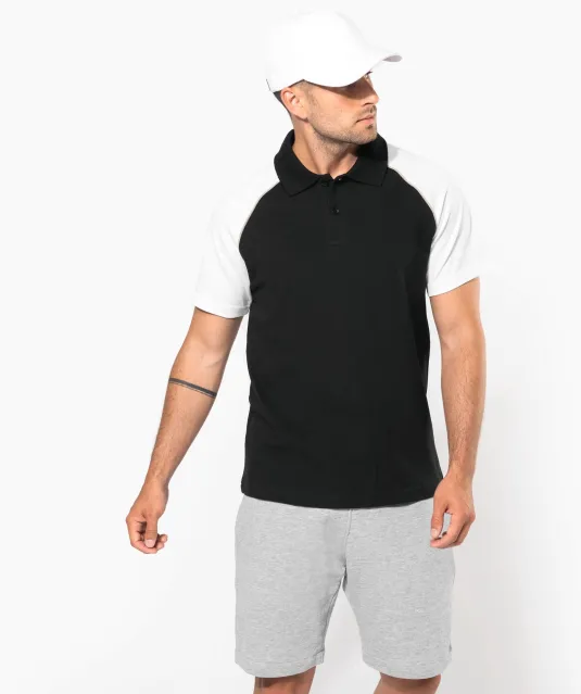 K226 - Baseballpolo Black / White