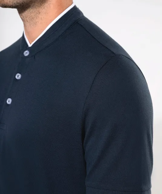K223 - Herenpolo met maokraag en korte mouwen Black / Oxford Grey