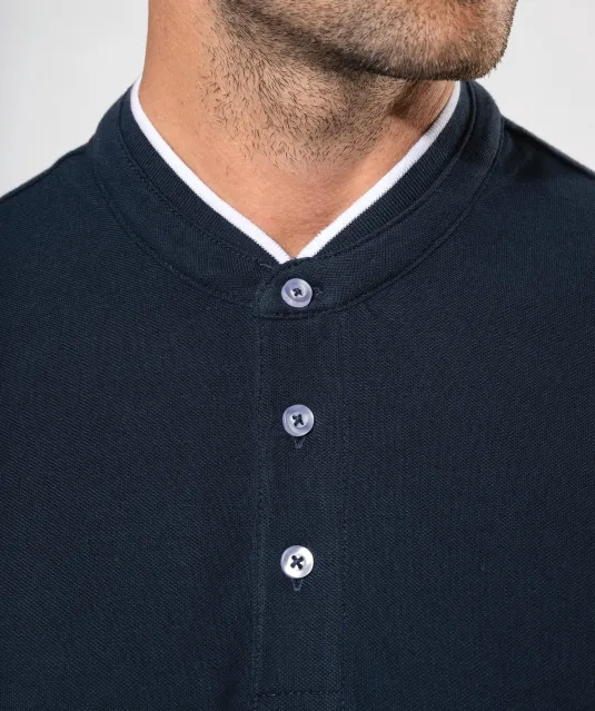 K223 - Herenpolo met maokraag en korte mouwen Black / Oxford Grey
