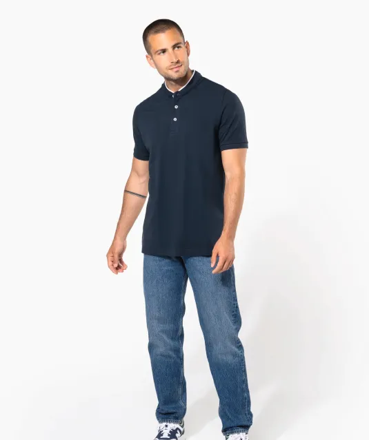 K223 - Herenpolo met maokraag en korte mouwen Black / Oxford Grey