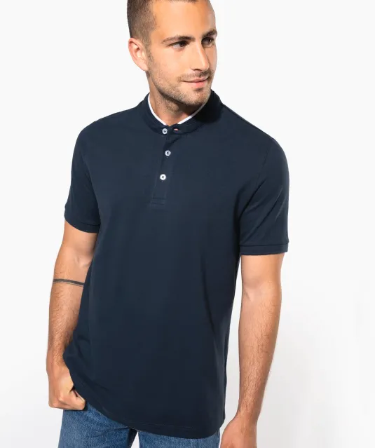 K223 - Herenpolo met maokraag en korte mouwen Black / Oxford Grey