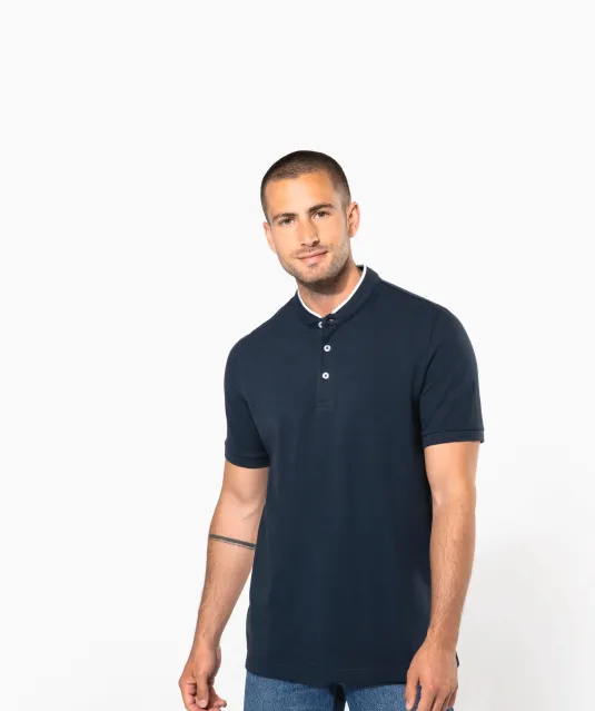 K223 - Herenpolo met maokraag en korte mouwen Black / Oxford Grey