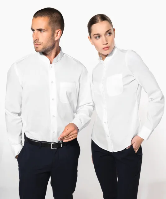 K515 - Herenoverhemd met "Mao" kraag lange mouwen White